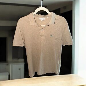 Lacoste Men's Beige Polo Shirt Size Large Slim Fit